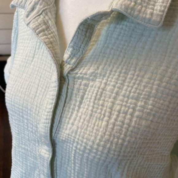 Lucky Brand Waffle Knit Light Mint Green Soft Button-Down Blouse‎ Women's Size L - Picture 7 of 7